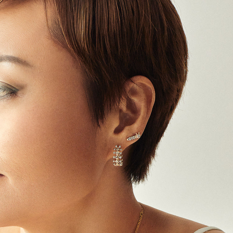 Silver and gold earrings. Handcrafted in NYC