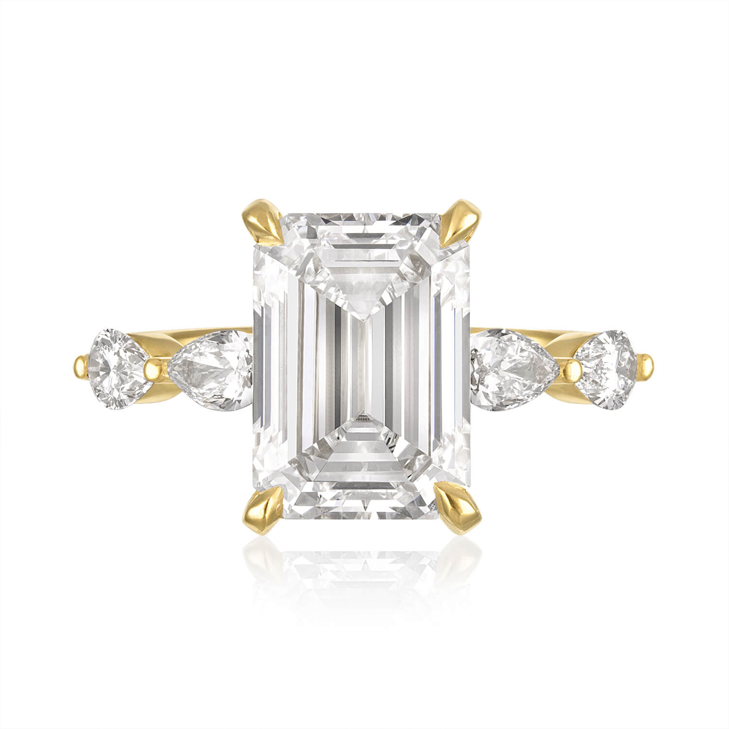 emerald cut diamond engagement ring 18k yellow gold