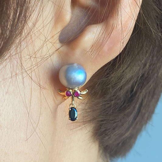 octopus pearl earrings