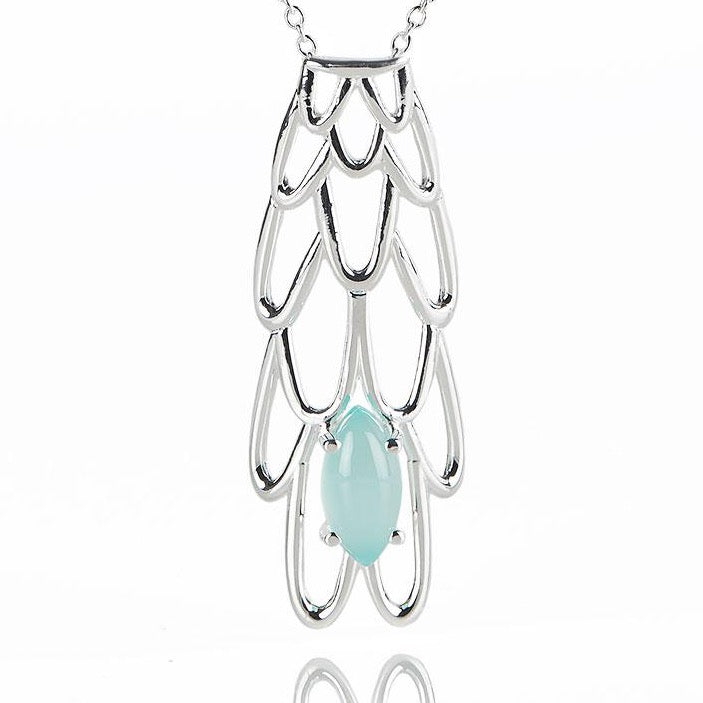 Blue Chalcedony Siren Necklace - Silver