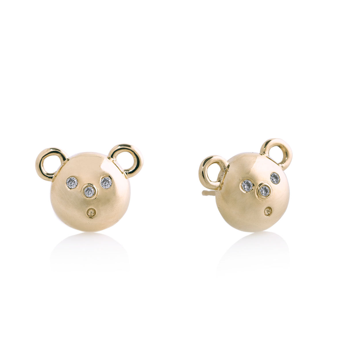 Gold Bear Diamond Stud Earrings – Baubou