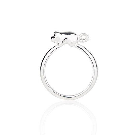 Piglet ring in sterling silver, handmade in New York