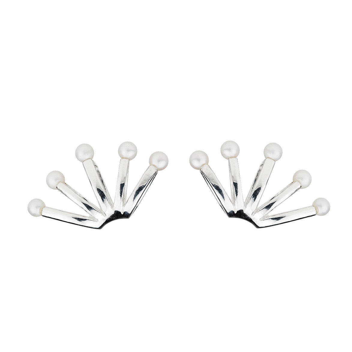 Wink Stud Earrings with Pearls - Silver