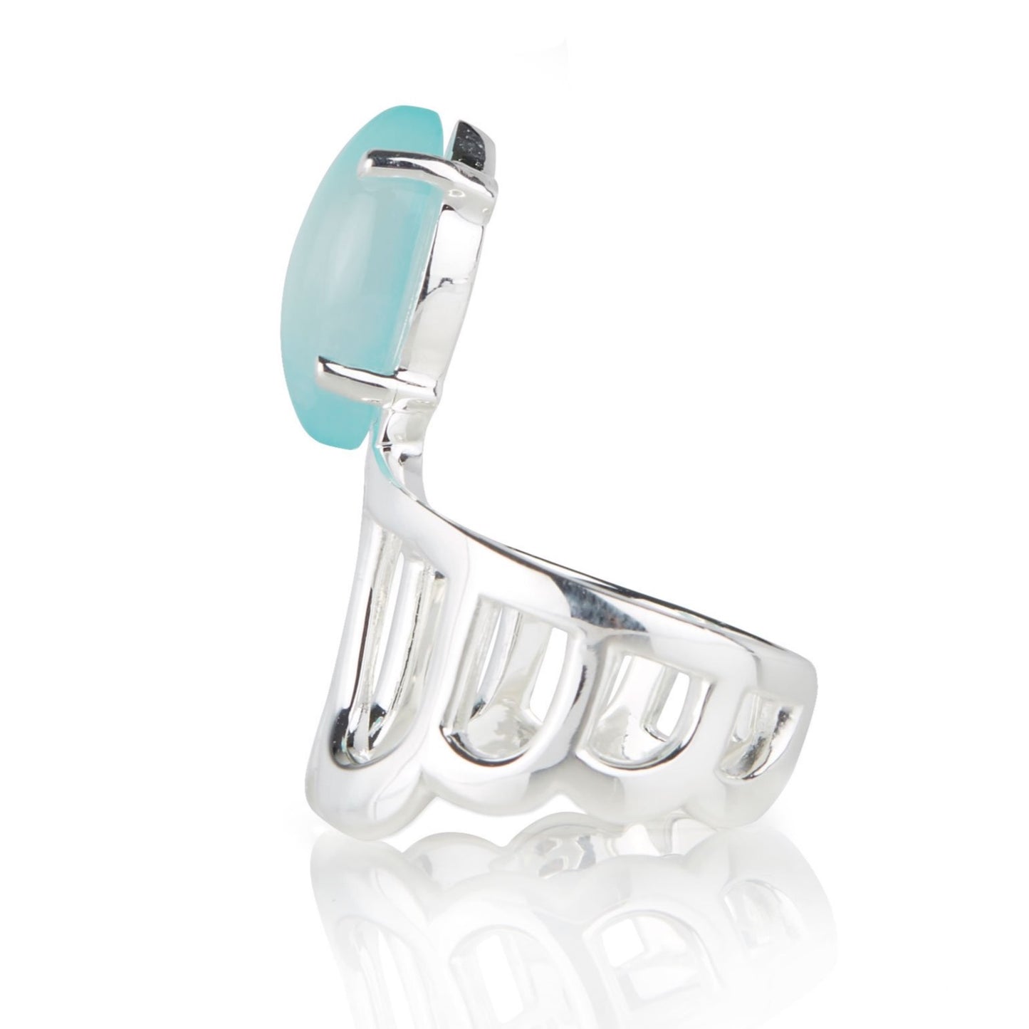 Blue gemstone ring, sterling silver, cocktail ring