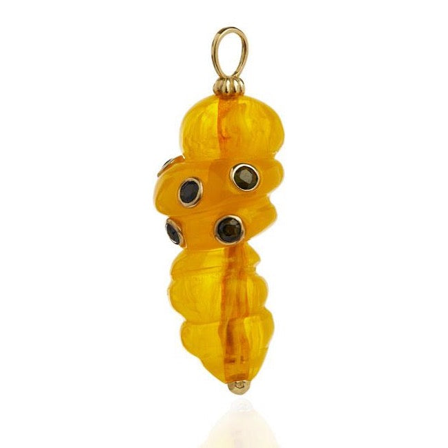 amber caterpillar pendant side view