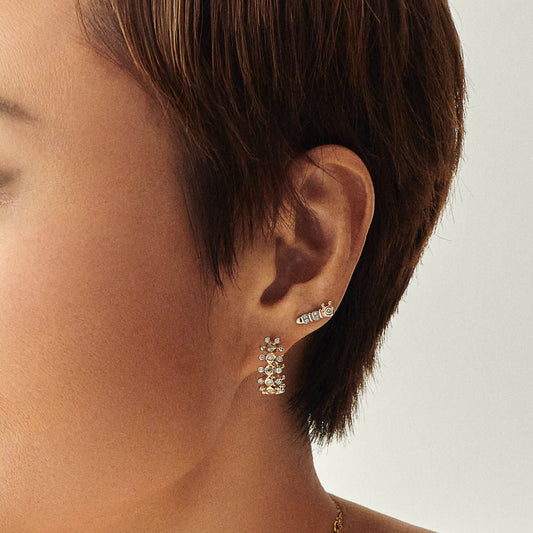 Caterpillar Diamond Eye Hoop Earrings