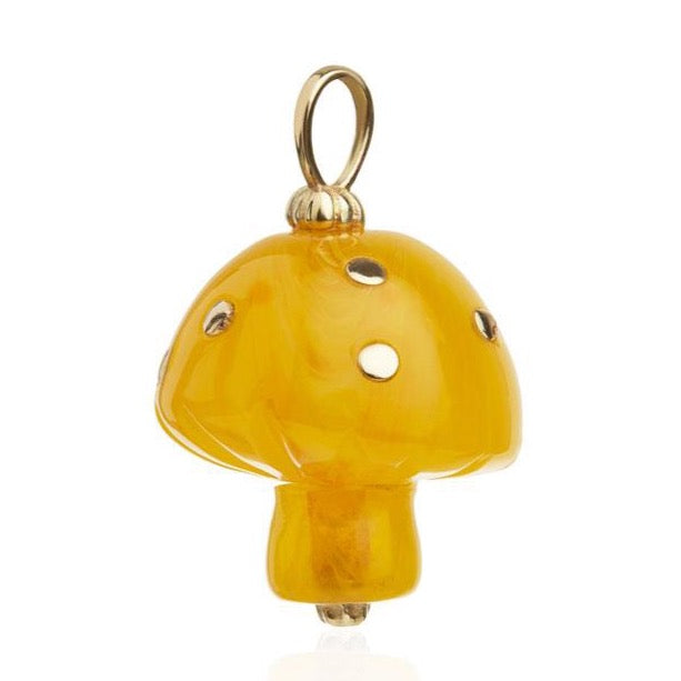 amber polka dot mushroom pendant