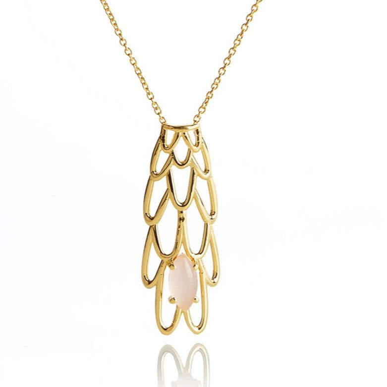 Pink gemstone necklace in 18k gold plated sterling silver