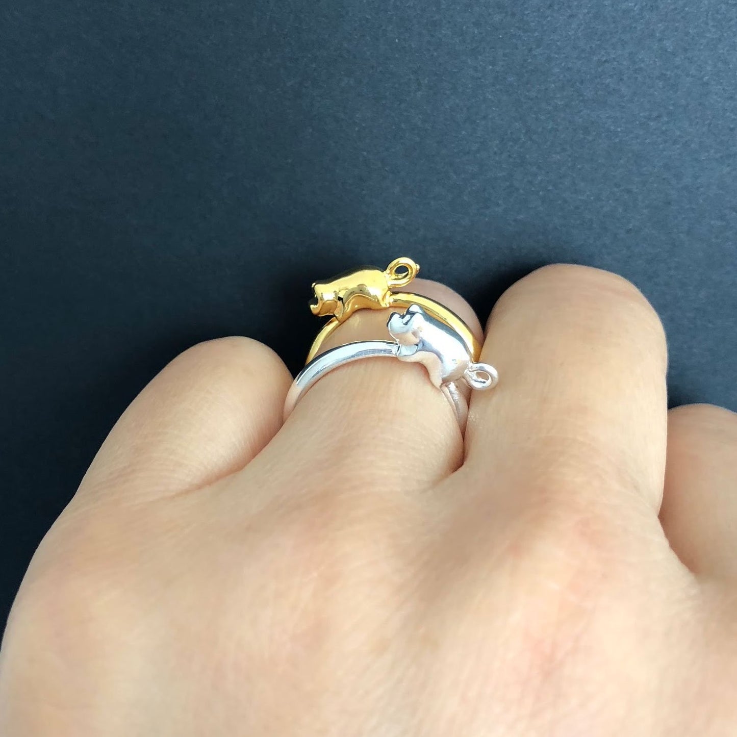 pig ring, animal jewelry, silver