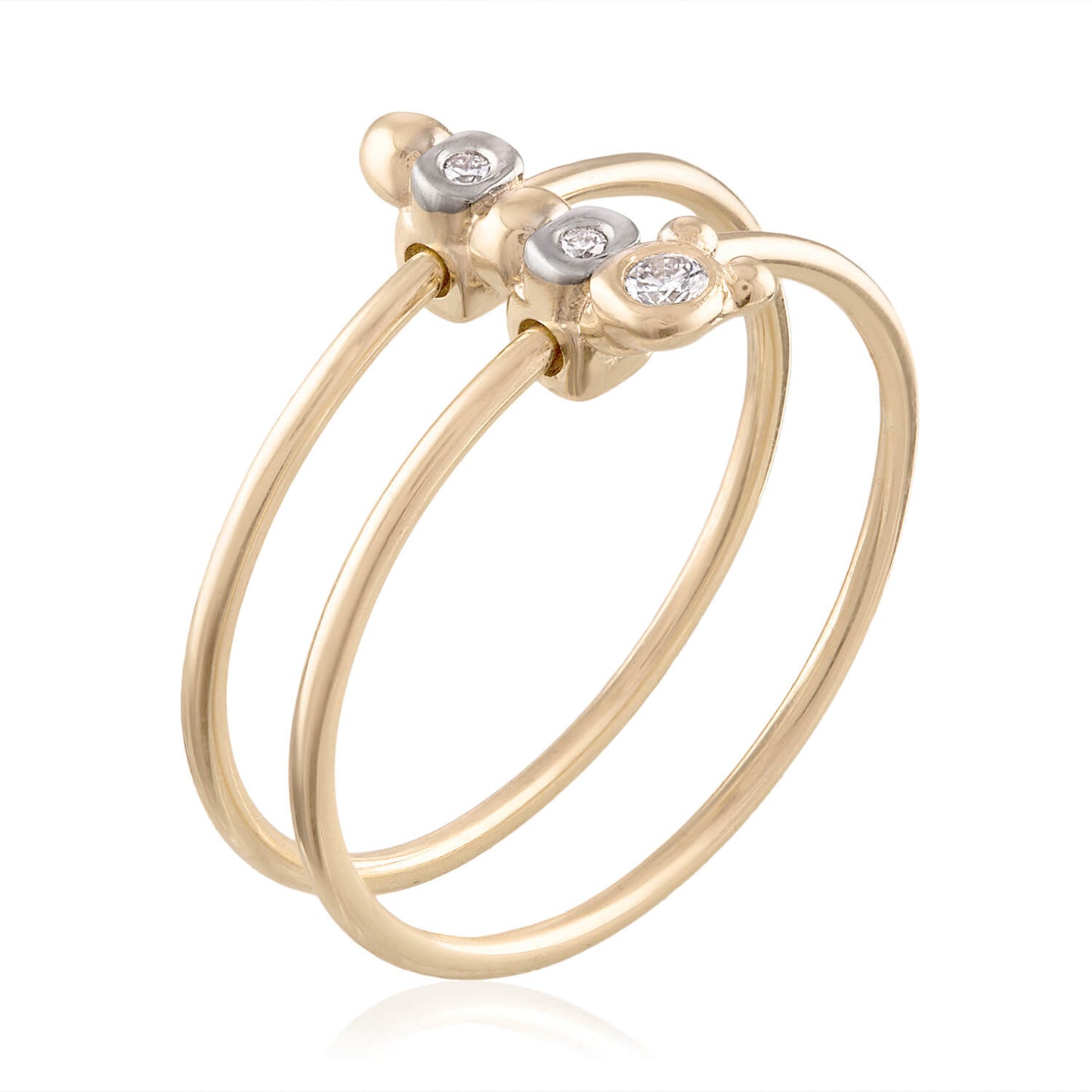 Caterpillar Diamond Two Band Ring