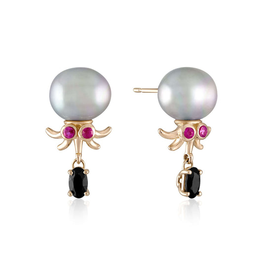 octopus pearl earrings