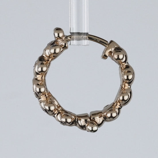 caterpillar diamond hoop hinged earrings