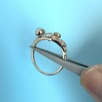 Octopus Movable Tentacle Diamond Pearl Ring