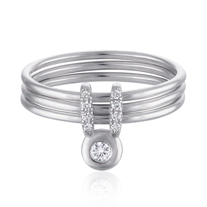 Lucky Diamond Rabbit Three Band White Gold Ring