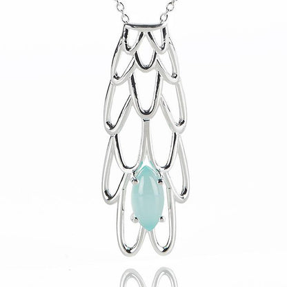 Blue Chalcedony Siren Necklace - Silver