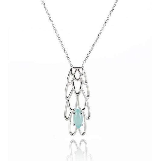 Blue Chalcedony Siren Necklace - Silver