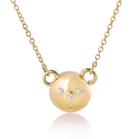 Gold Bear Diamond Necklace
