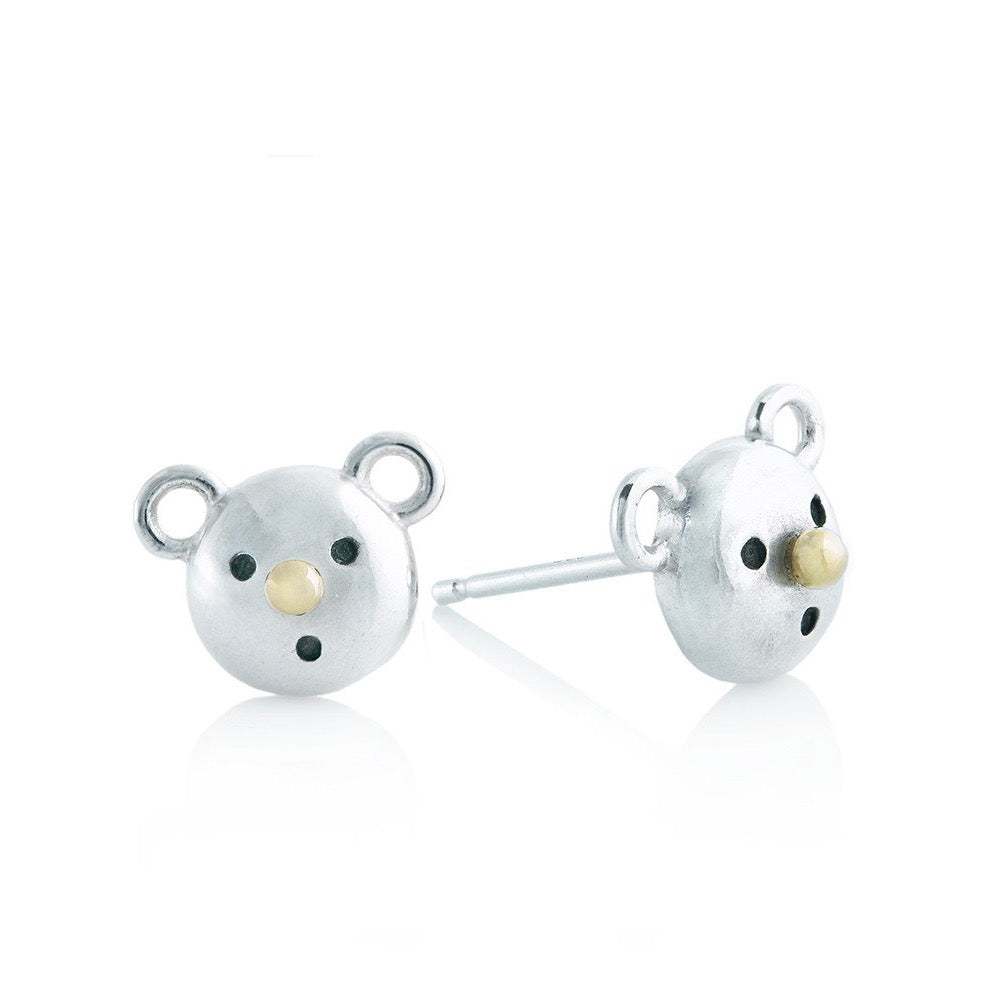 Gold nose bear earrings - Sterling silver, 18k yellow gold