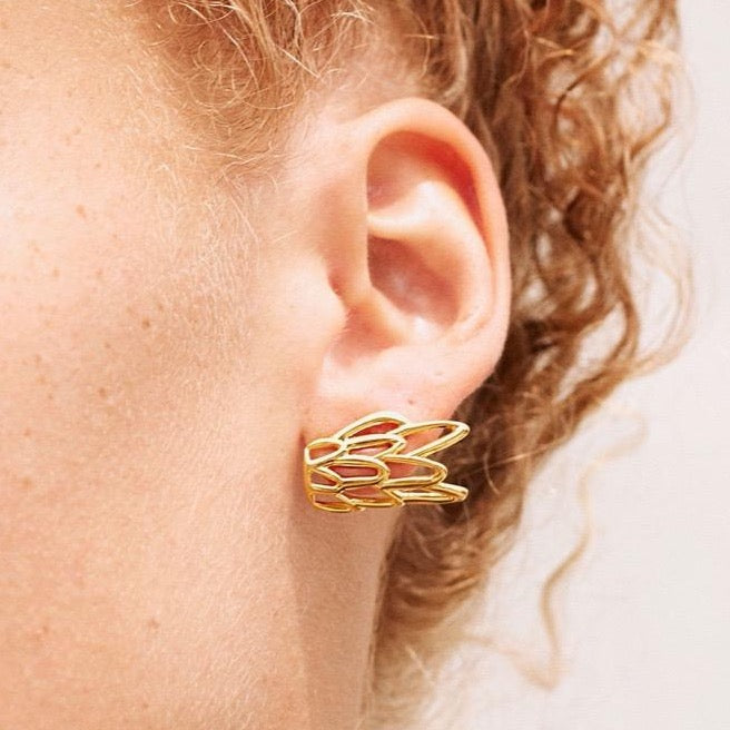 Siren fish scale patterned stud earrings, handcrafted in New York 