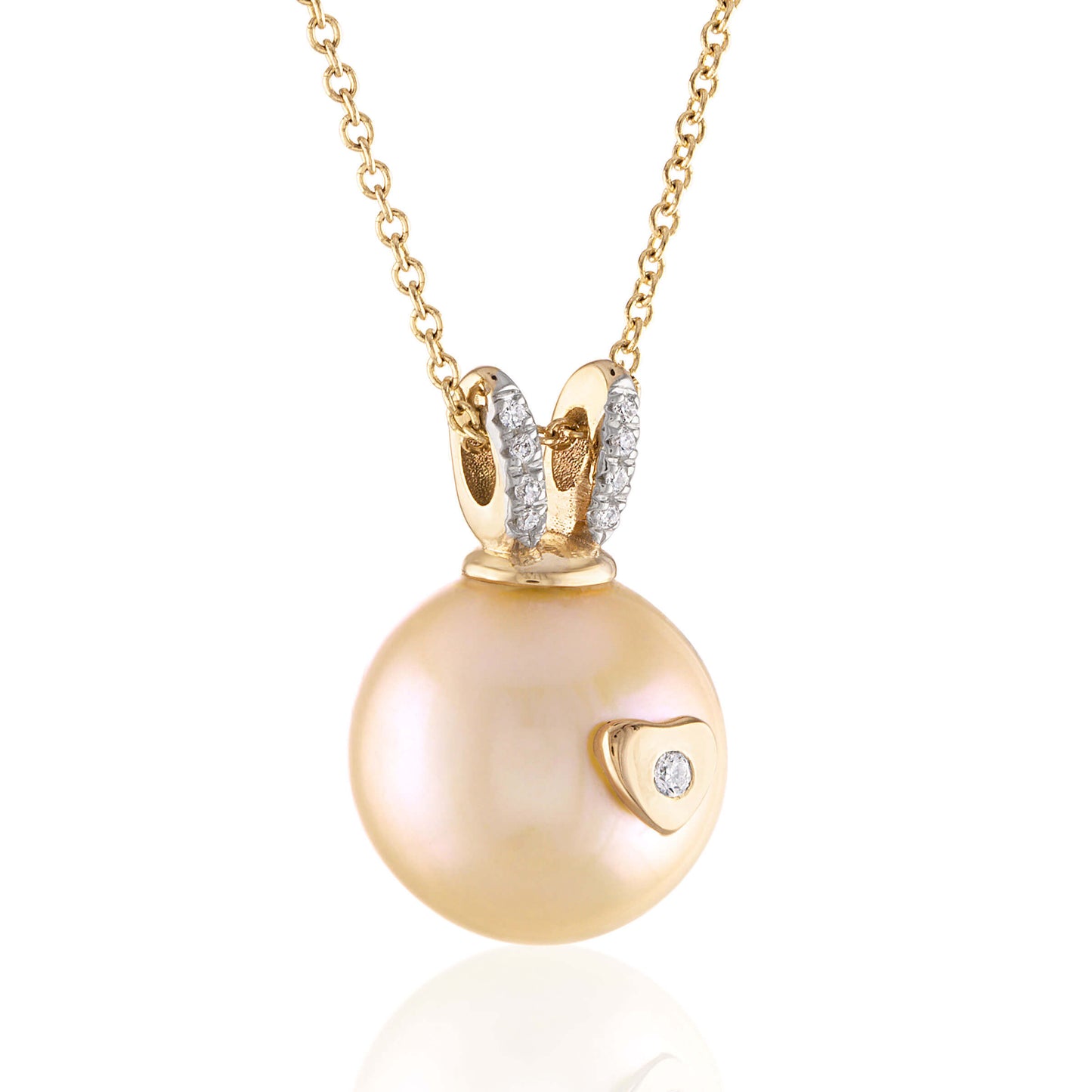 Queen Diamond Rabbit Necklace, pearl necklace, diamond, 14k