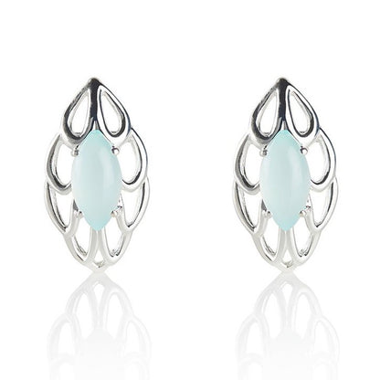 Blue gemstone stud earrings in sterling silver