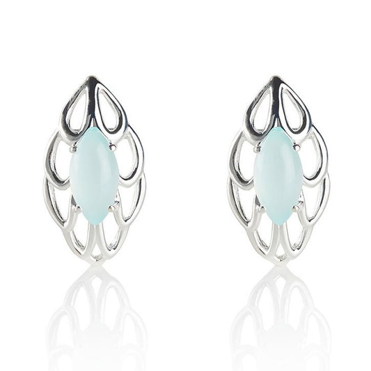 Blue gemstone stud earrings in sterling silver