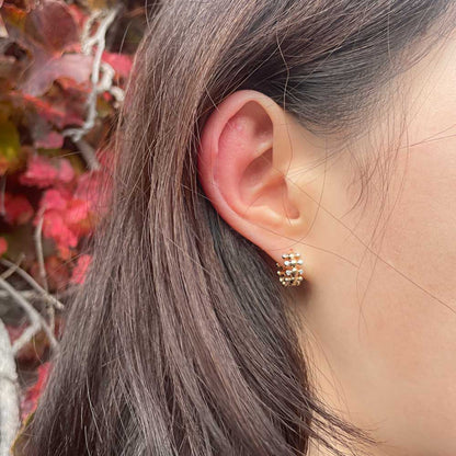 caterpillar diamond hoop earrings, 14k gold
