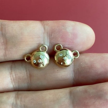 Gold Bear Diamond Stud Earrings