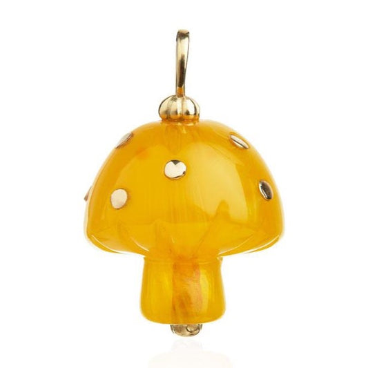 amber polka dot mushroom pendant
