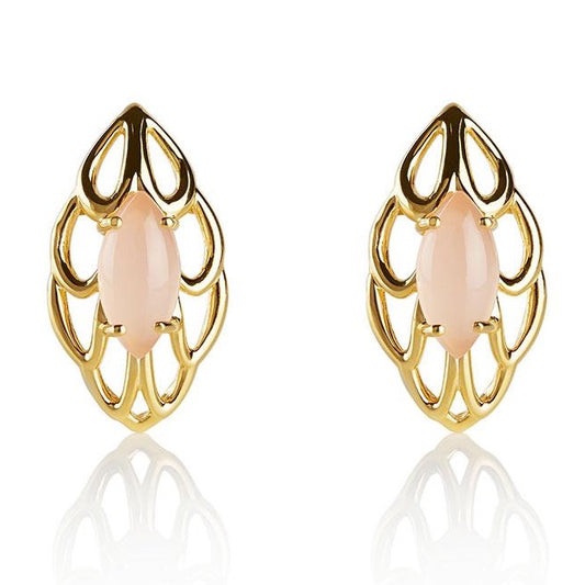 Pink gemstone stud earrings in 18k gold plated sterling silver