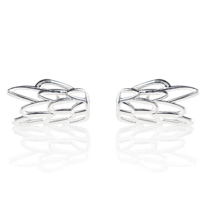 Siren Curved Stud Earrings - Silver