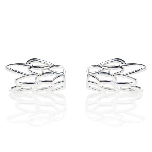 Siren Curved Stud Earrings - Silver